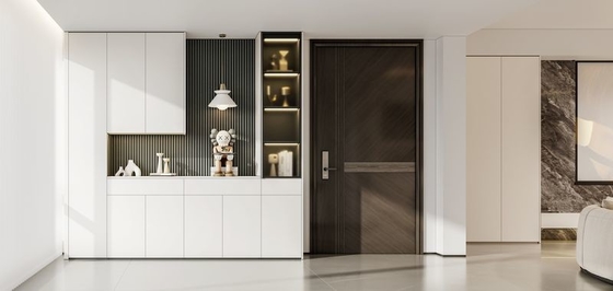 Stainless Steel White Shoe Cabinet With Grid Wall Panel Design